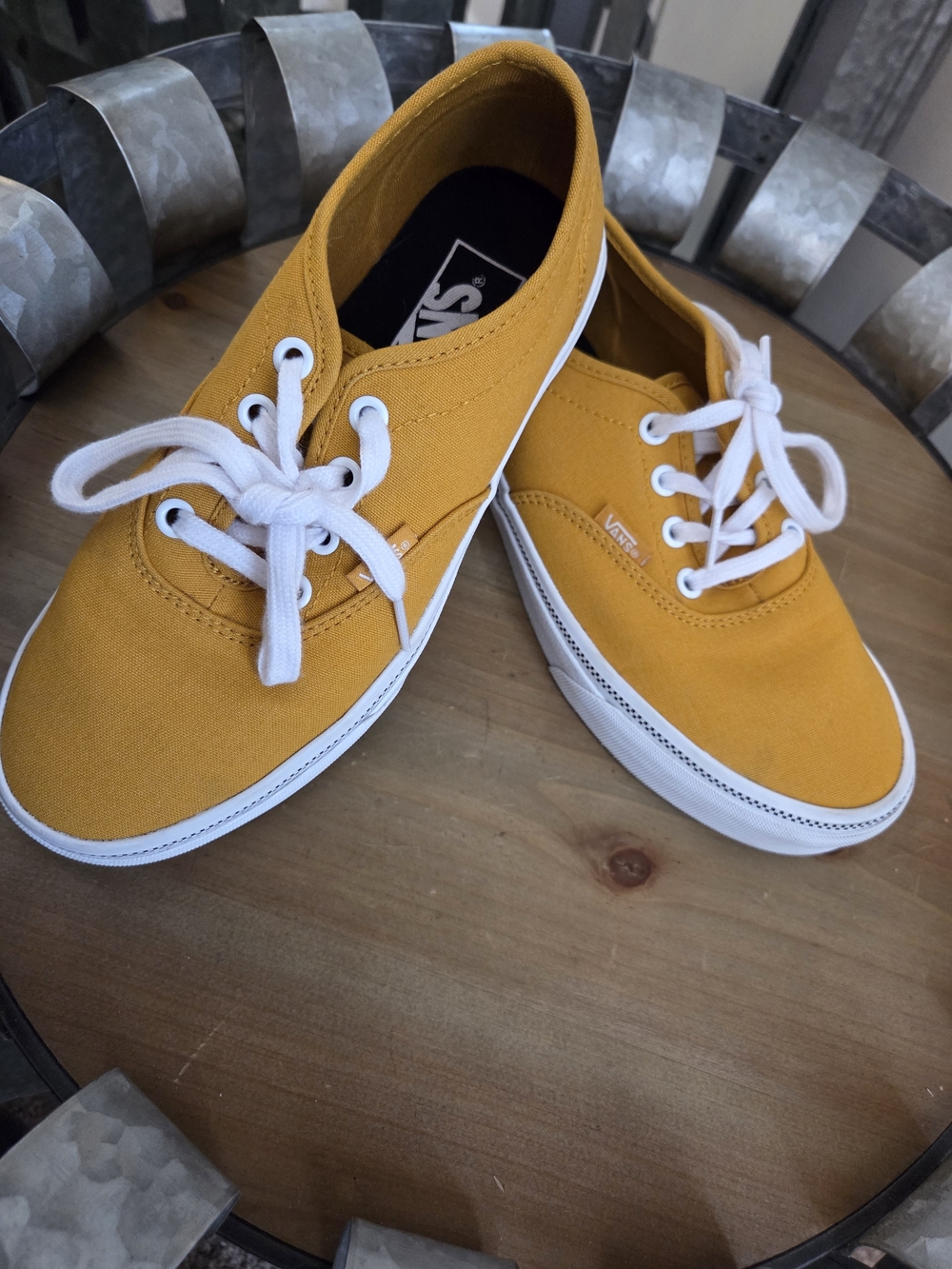 Vans Mustard Yellow Canvas Low-Top Sneakers with White Accents